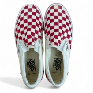 Vans Slip-On Checkerboard Sneakers - Red and White